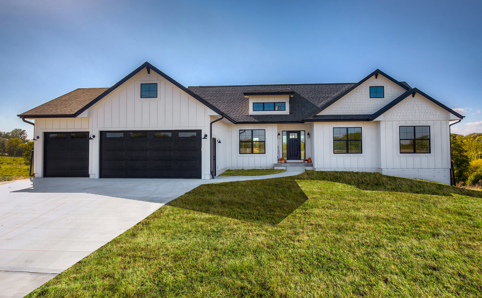 Custom 121 - Modern Farmhouse Open Concept Ranch with Walkout Basement House Plan Design