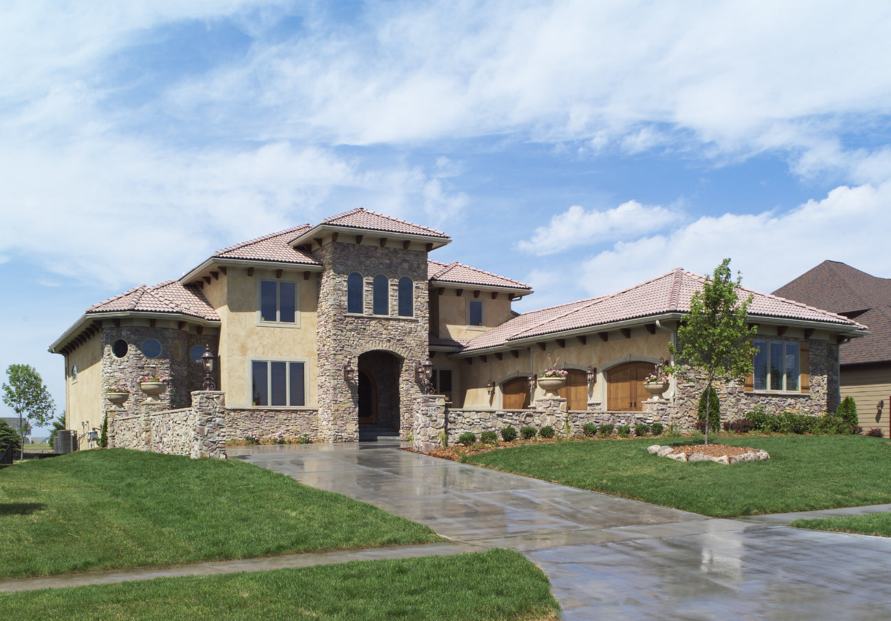 Custom 143 - Tuscan  Two Story with Walkout Basement House Plan Design