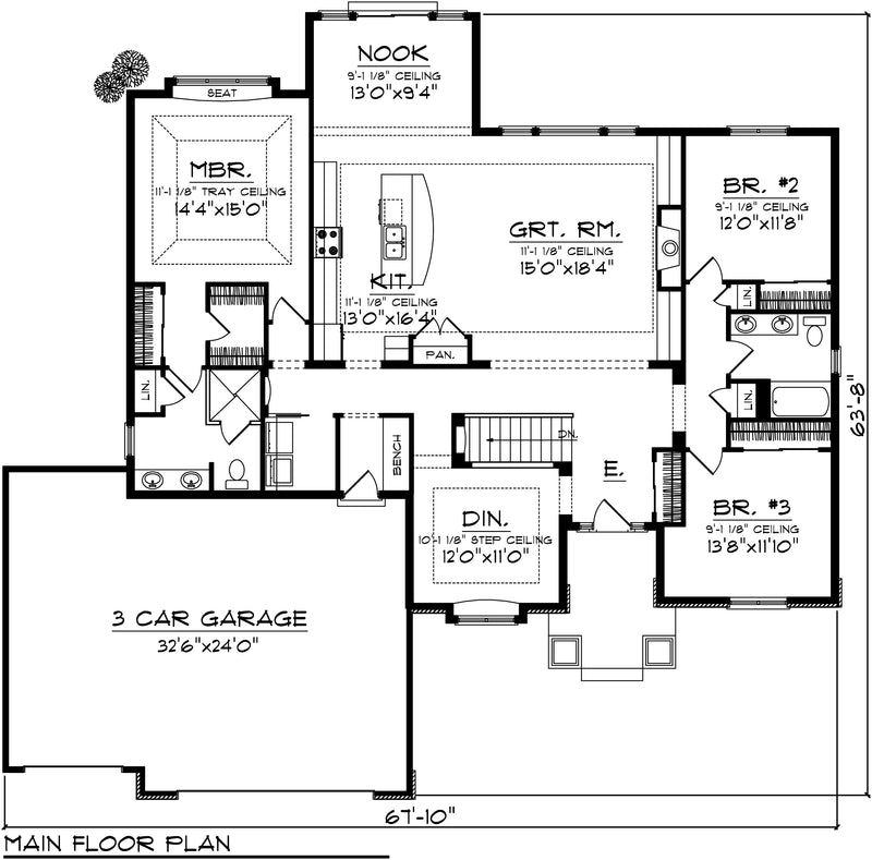 32711-FRONT-craftsman-ranch-house-plans-2171-square-feet-3-bedroom-2-bathroom