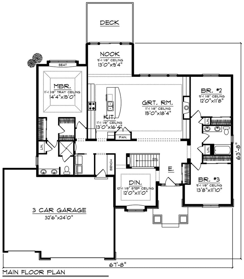 32711LL-FRONT-craftsman-ranch-house-plans-2171-square-feet-3-bedroom-2-bathroom
