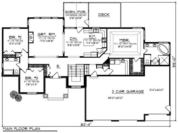 42113LL-Front-craftsman-ranch-house-plans-2105-square-feet-3-bedroom-2-bathroom
