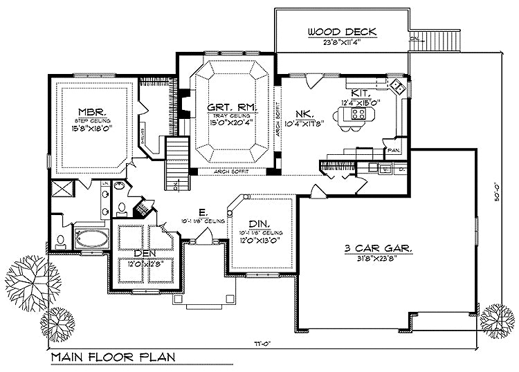    62301LL-front-traditional-ranch-house-plans-4-bedroom-3-bathroom-walkout-basement