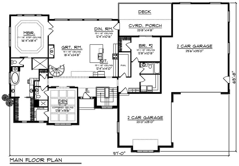 66018LL-front-modern-ranch-house-plans-loft-2727-square-feet