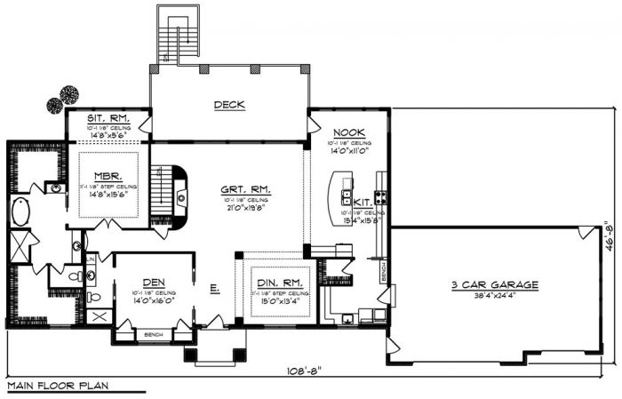    66519LL-front-craftsman-ranch-house-plans-4007-square-feet-walkout-basement