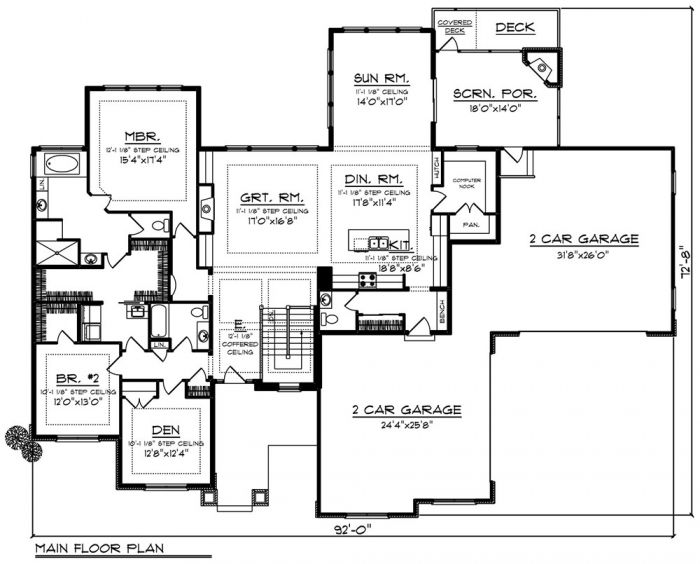 66819LL-front-craftsman-ranch-house-plans-4380-square-feet-walkout-basement