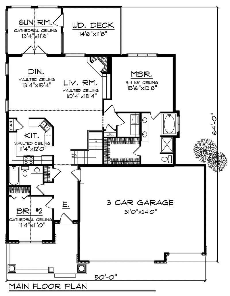    85704LL-front-craftsman-ranch-house-plans-walkout-basement-narrow_1_1