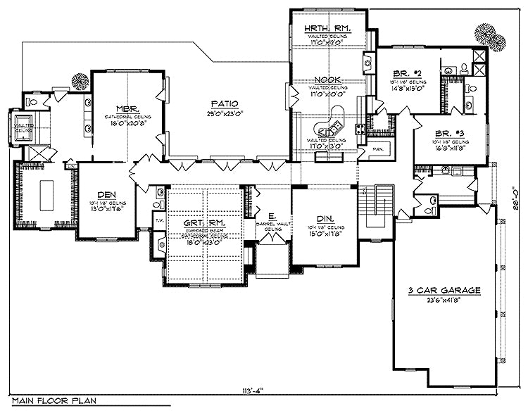    93305LL-front-european-ranch-house-plan-4-bedroom-6-bathroom-6223-square-footage
