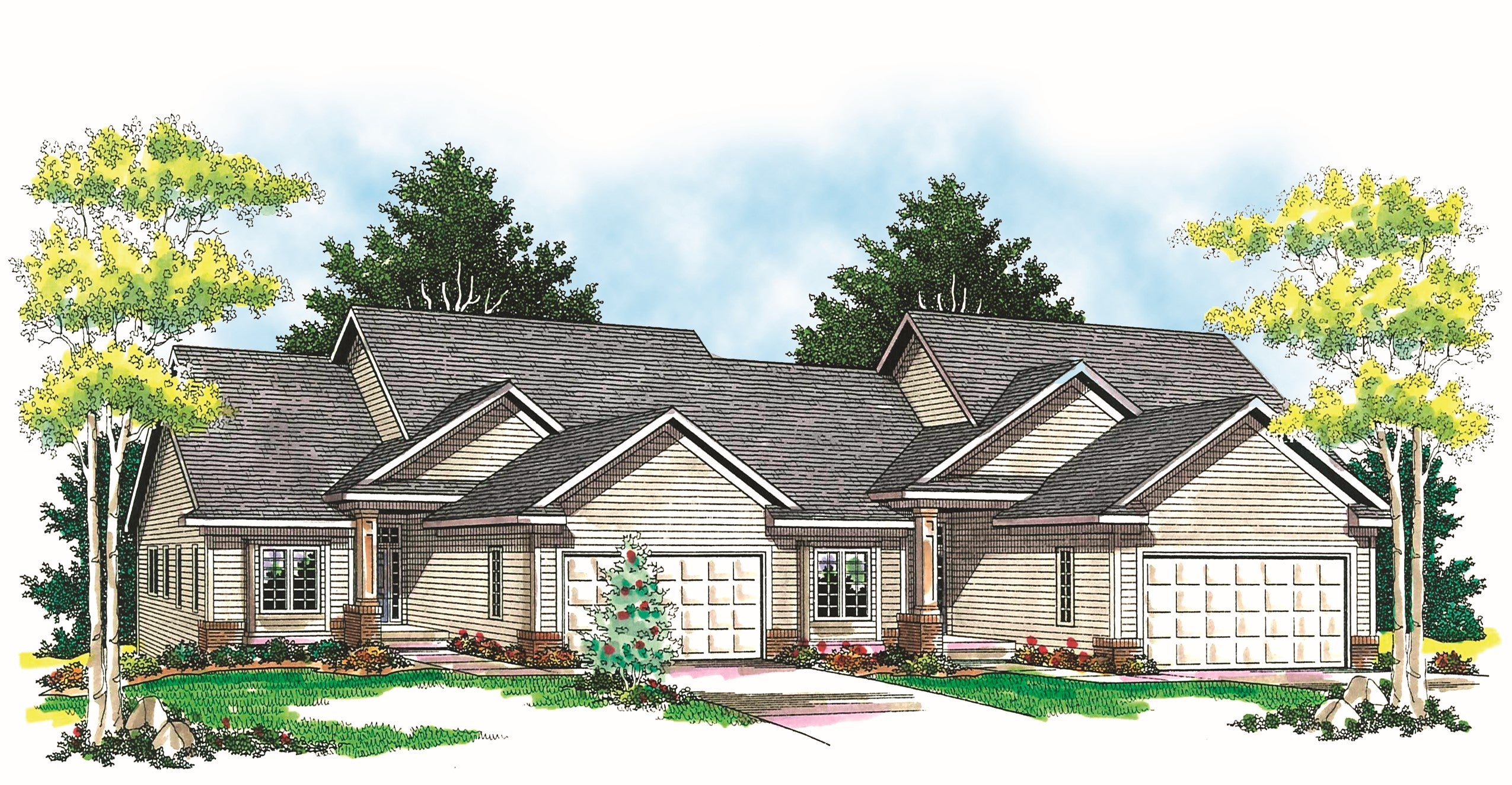 Duplex Ranch House Plan M00010 | Ahmann Design House Plans
